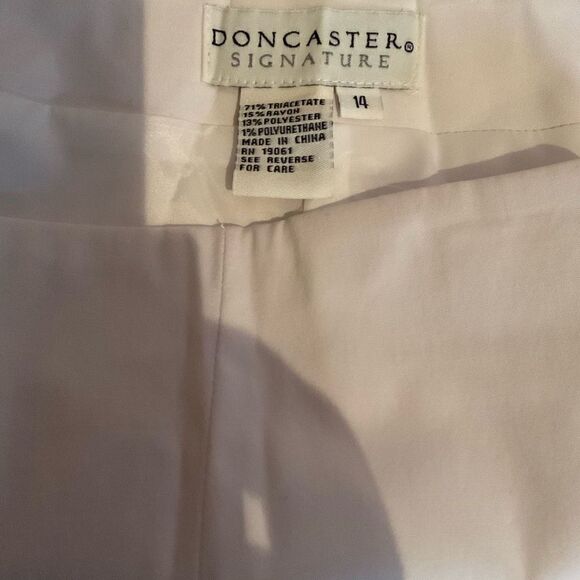 Doncaster Pants Dress White Ivory Flat Front Side Zipper Tapered Legs 14 - Picture 3 of 13